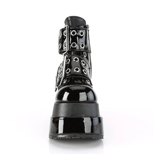 Demonia Bear-104 Black Patent/Vegan Leather Stiefel Herren D189-324 Gothic Plateaustiefel Schwarz Deutschland SALE